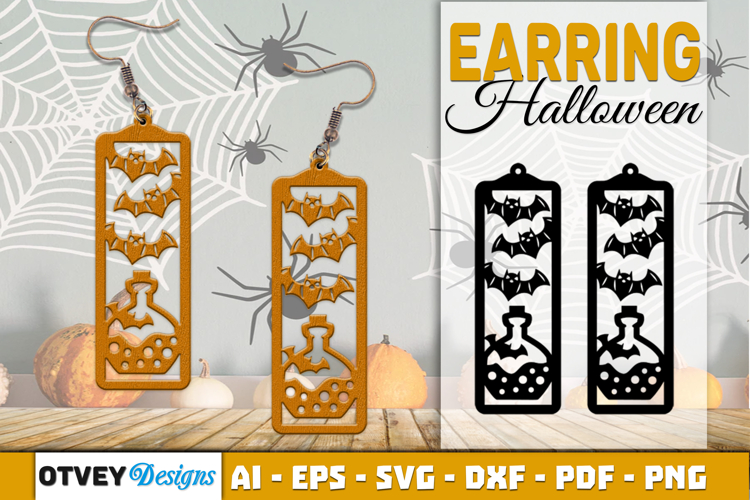 Halloween Earrings Lasercut | Halloween Jewelry Template