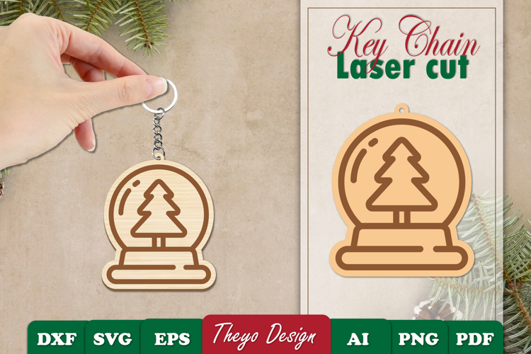 Christmas Keychain Laser Cut | Christmas Design Template