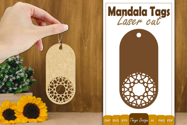 Mandala Gift Tags Laser Cut | Mandala Gift Hang Tags SVG