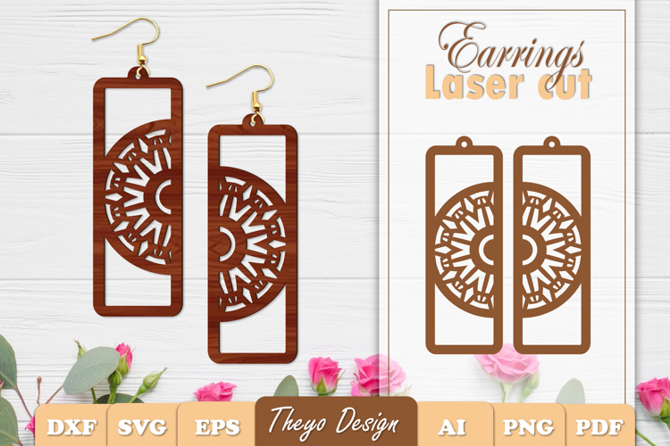 Earrings Laser Cut | Mandala Earrings Design Svg