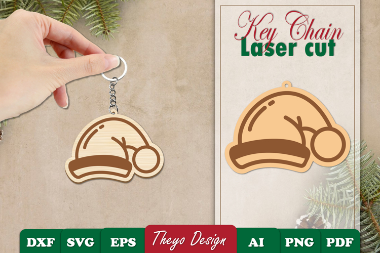 Christmas Keychain Laser Cut | Christmas Design Template