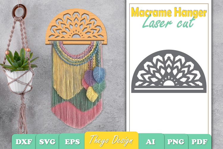 Hanger Macrame Laser Cut | Wood Frame Weaving Macrame SVG