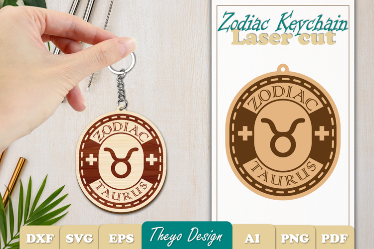 Taurus Keychain Lasercut | Keycahin Design | Zodiac Sign