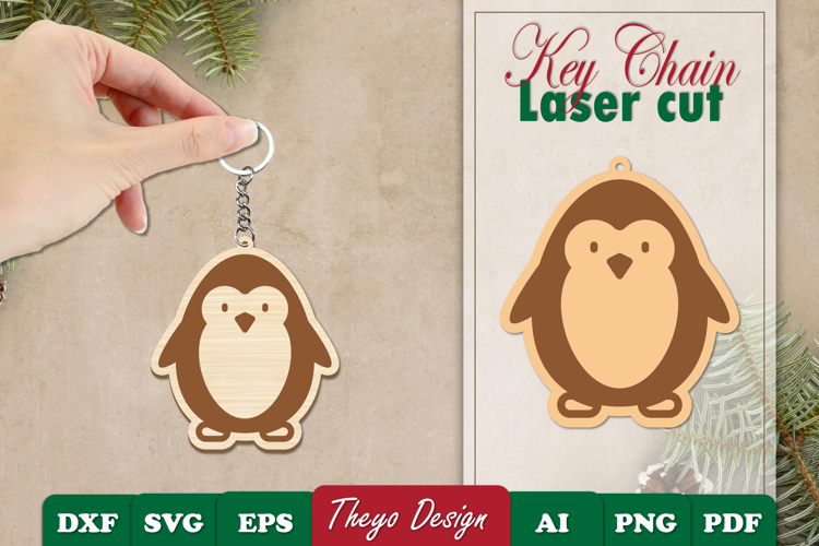 Christmas Keychain Laser Cut | Christmas Design Template