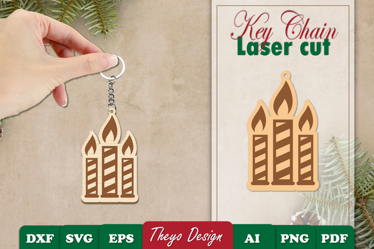 Christmas Keychain Laser Cut | Christmas Design Template