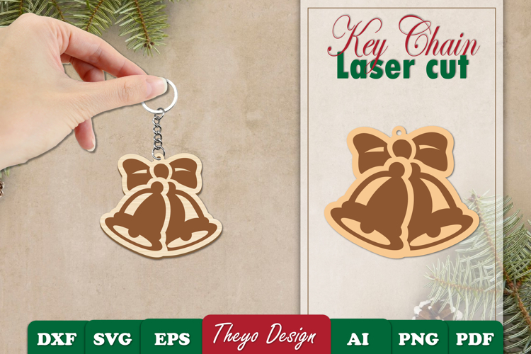 Christmas Keychain Laser Cut | Christmas Design Template