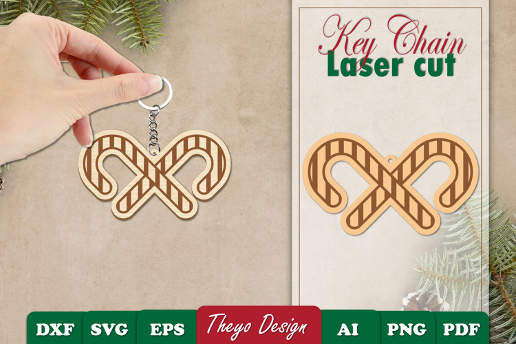 Christmas Keychain Laser Cut | Christmas Design Template