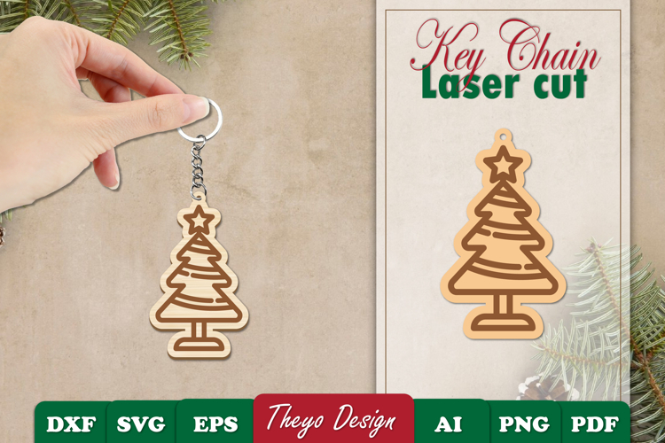 Christmas Keychain Laser Cut | Christmas Design Template