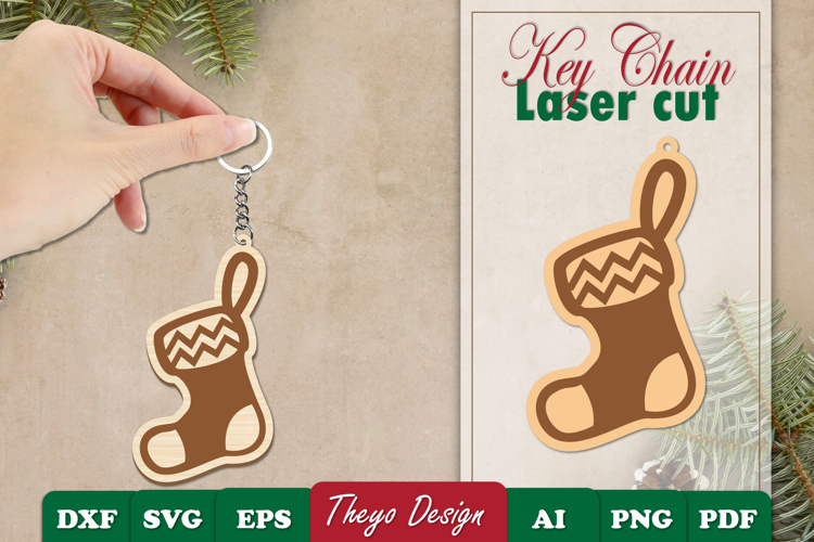 Christmas Keychain Laser Cut | Christmas Design Template