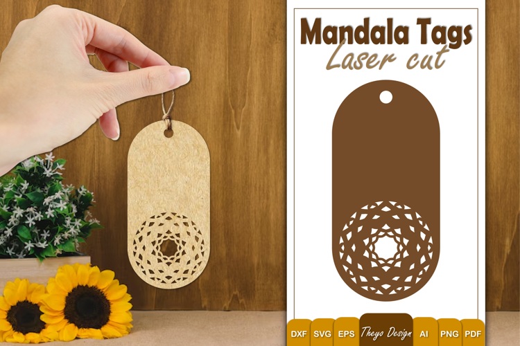 Mandala Gift Tags Laser Cut | Mandala Gift Hang Tags SVG