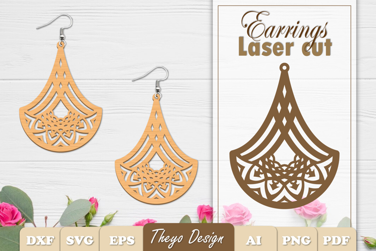 Earrings Laser Cut | Mandala Earrings Design Svg