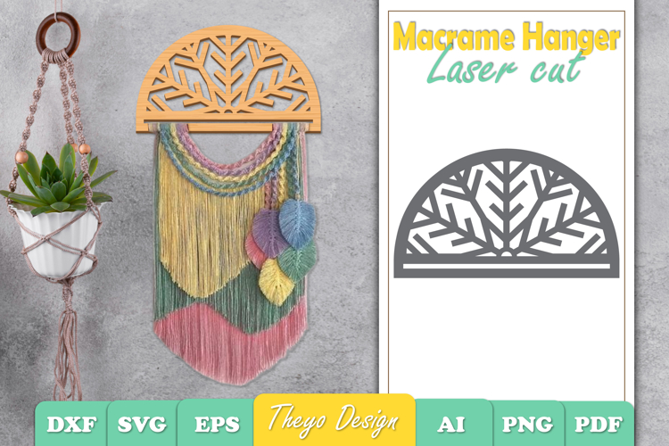 Hanger Macrame Laser Cut | Wood Frame Weaving Macrame SVG