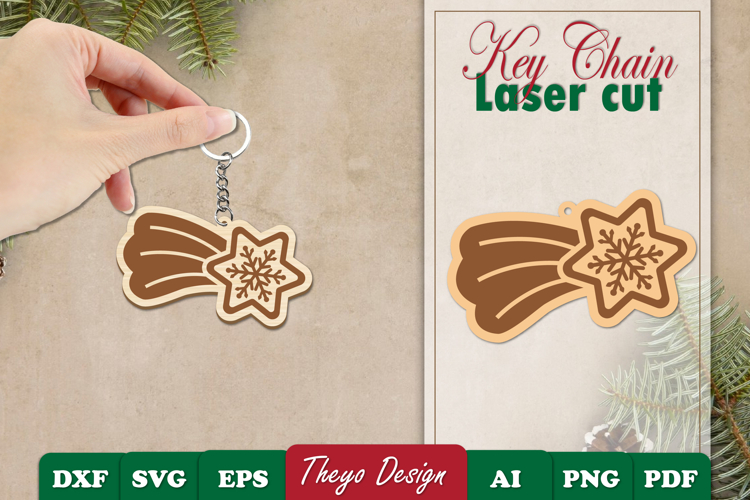 Christmas Keychain Laser Cut | Christmas Design Template