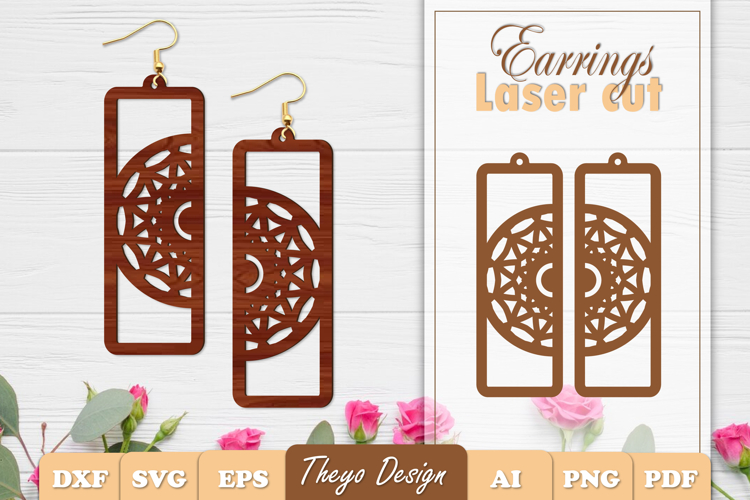 Earrings Laser Cut | Mandala Earrings Design Svg