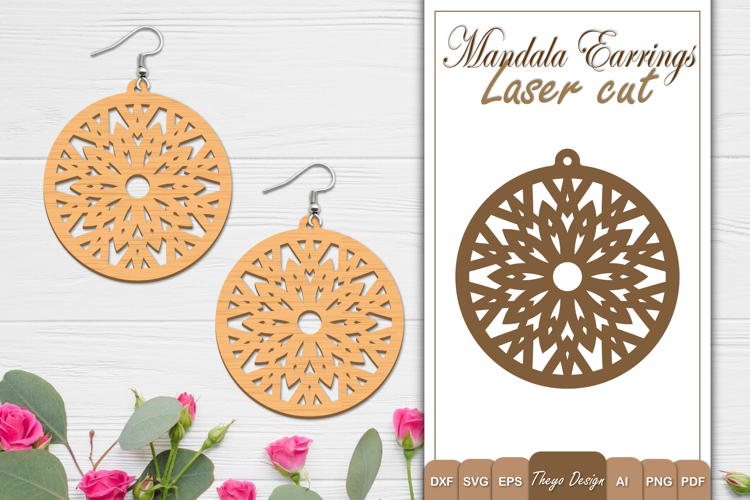 Earrings Laser Cut | Mandala Earrings Design Svg