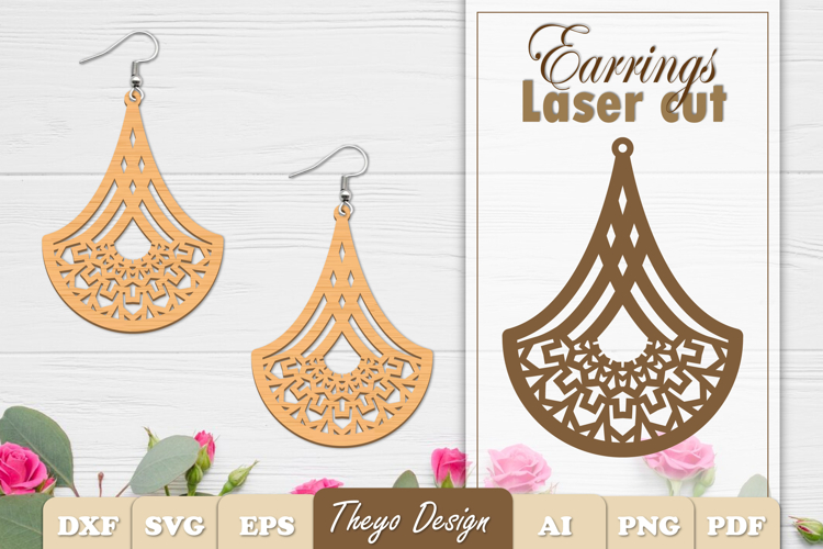 Earrings Laser Cut | Mandala Earrings Design Svg