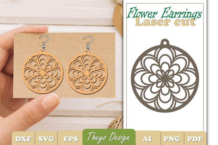 Earrings Laser Cut | Flower Earrings Design
