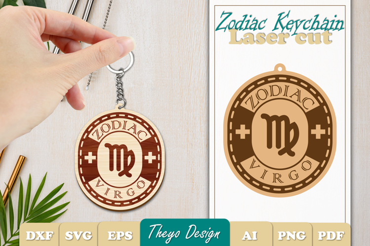 Virgo Keychain Lasercut | Keycahin Design | Zodiac Sign