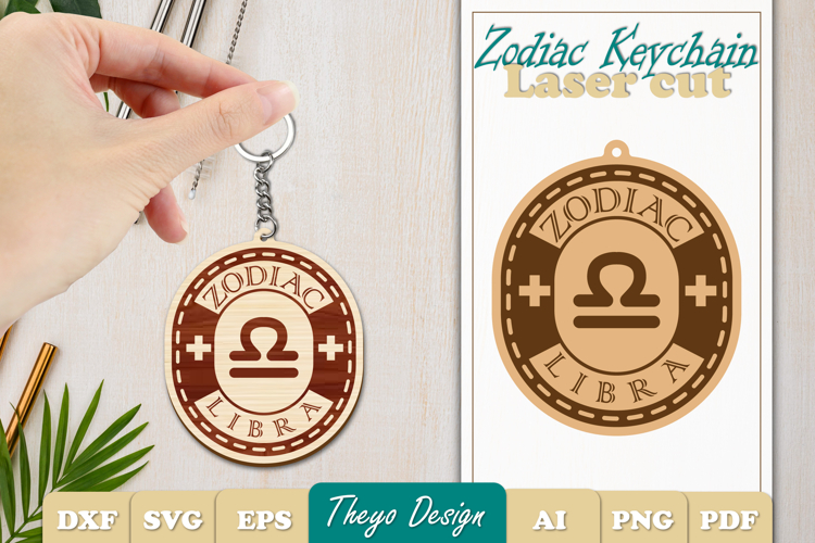 Libra Keychain Lasercut | Keycahin Design | Zodiac Sign