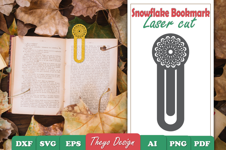 Snowflake Mandala Bookmark Papercut Svg | Bookmark Laser Cut