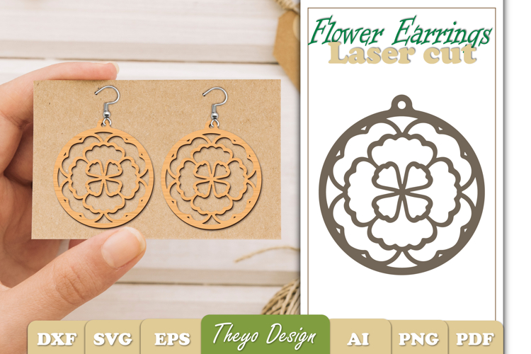 Earrings Laser Cut | Flower Earrings Design