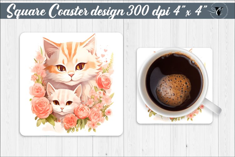 Square Coaster sublimation | Mom and baby example image 1