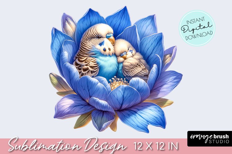 Mom and Baby Clipart, Mothers Day Sublimation, Parakeet PNG