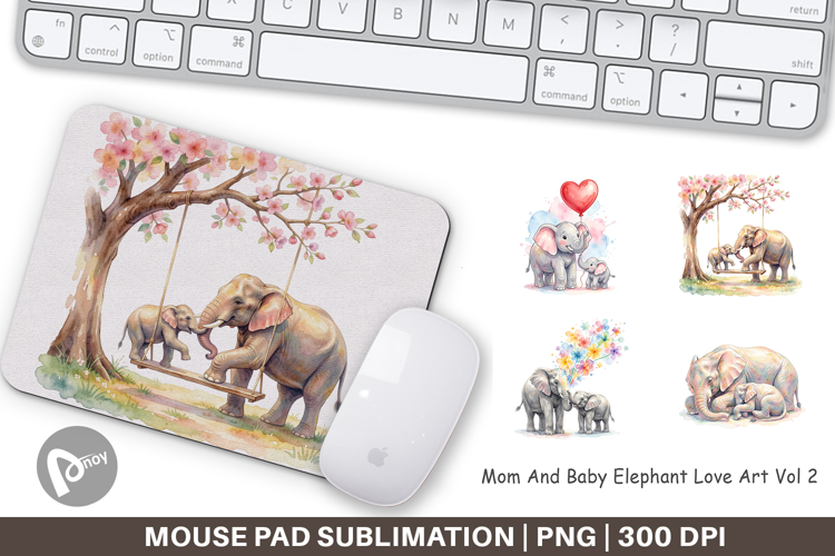 Mom And Baby Elephant Love Mouse Pad