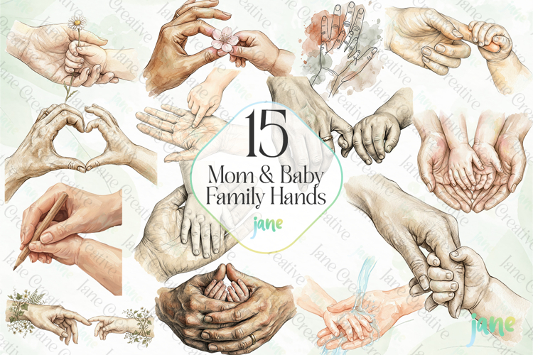 Mom and child holding hands clipart