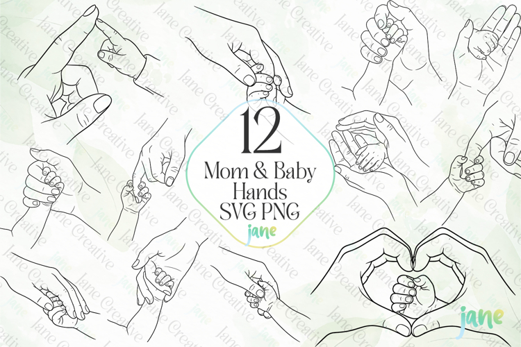 Mom and child holding hands clipart Image 6