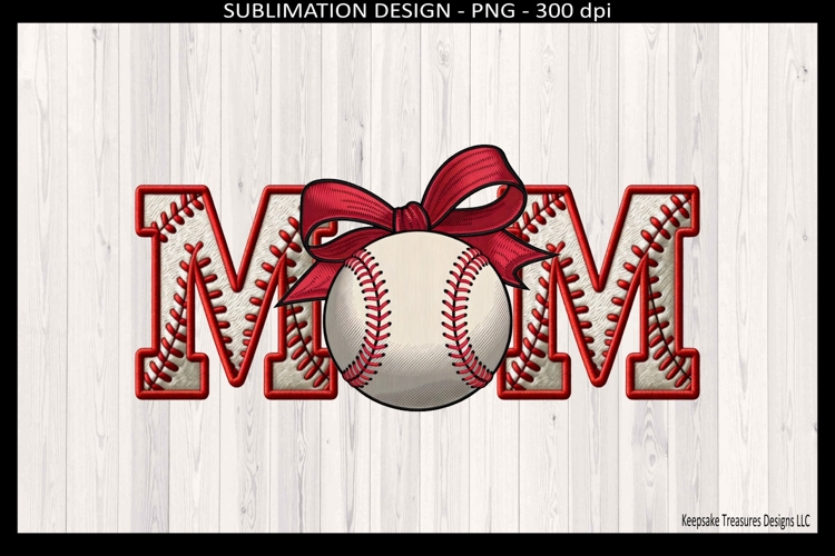Mom Baseball Sublimation Png Faux Embroidery, Game Day Shirt