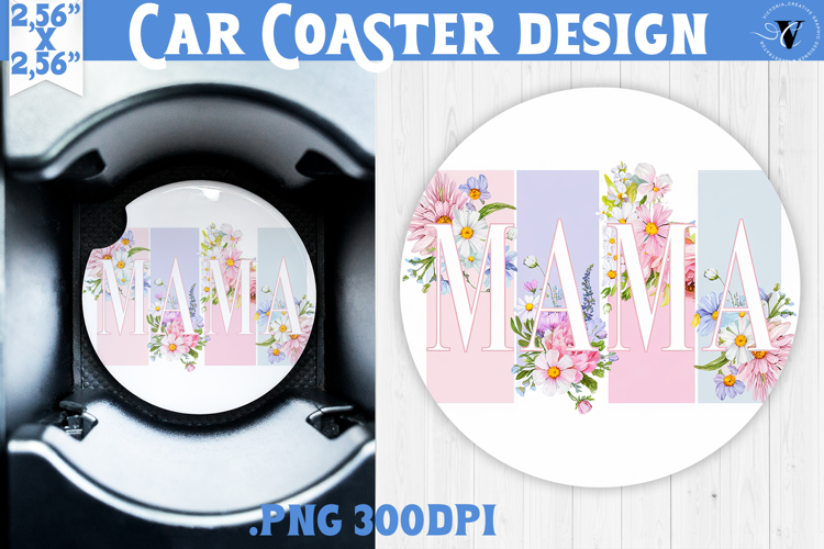 Mothers day Car Coaster | Brush stroke | MAMA