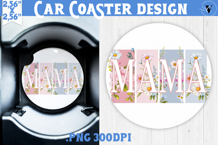 Mothers day Car Coaster | Brush stroke | MAMA