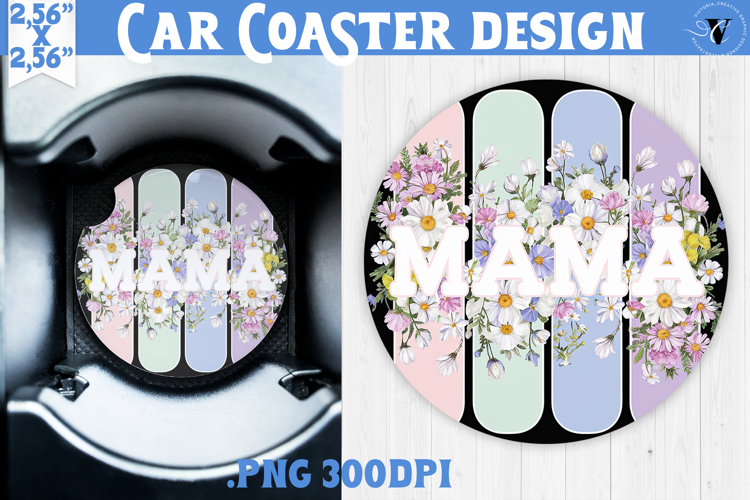 Mothers day Car Coaster | Brush stroke | MAMA