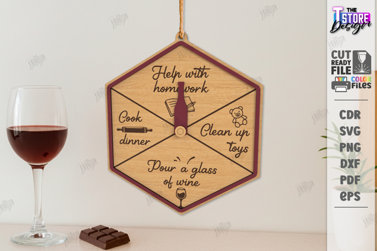 Mom Chore Wheel Laser Cut | Chore Chart | Mom Life SVG | CNC