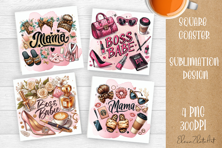 Mama, Mom square coaster sublimation design Happy Mother Day
