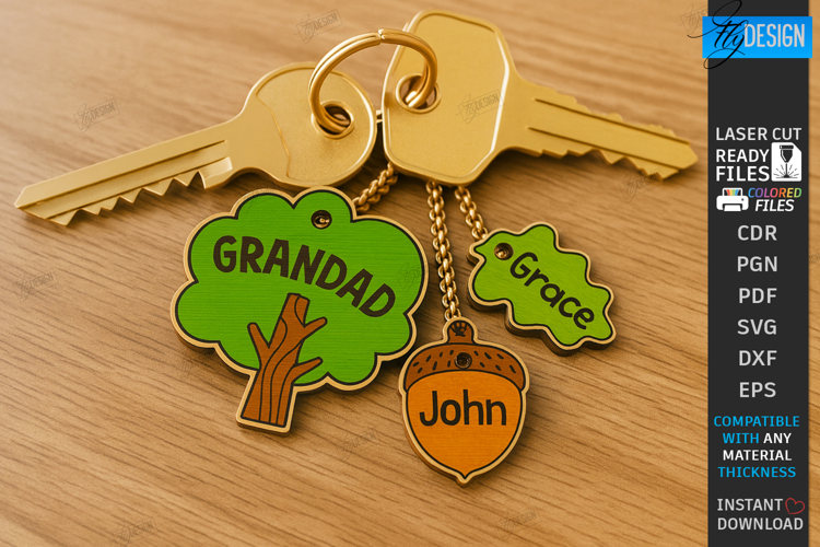 Family Keychain Laser Cut |Wooden Key Rings|Family SVG| CNC