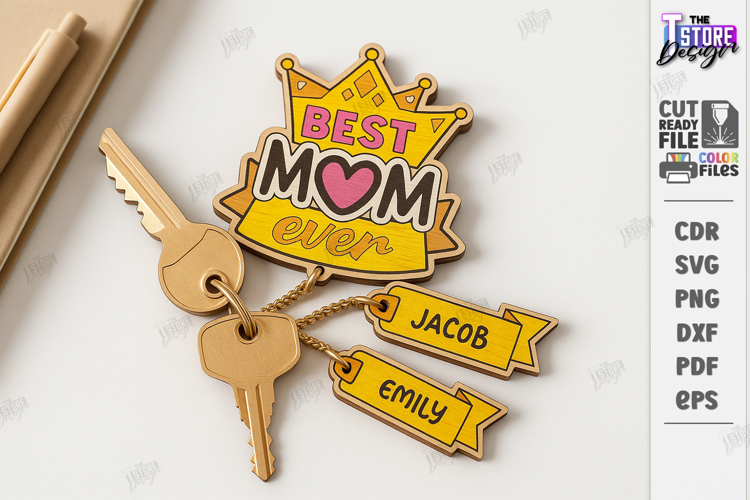 Family Keychain Laser Cut |Wooden Key Rings|Family SVG| CNC