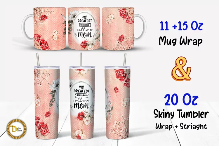 Mom Floral Vintage 20 Oz Tumbler & 11-15 Oz Mug