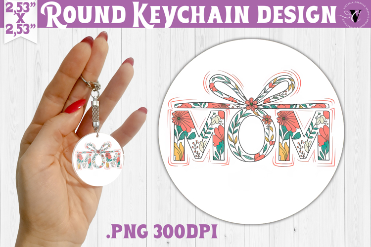 Round keychain | Mothers Day | Flowers, Bow