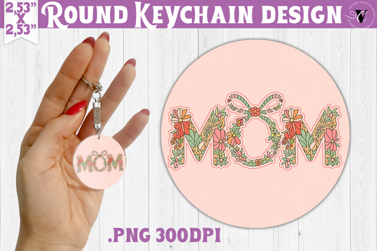 Round keychain | Mothers Day | Flowers, Bow