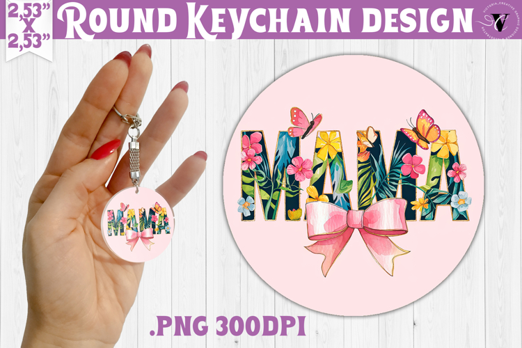 Round keychain | Mothers Day | Flowers, Bow