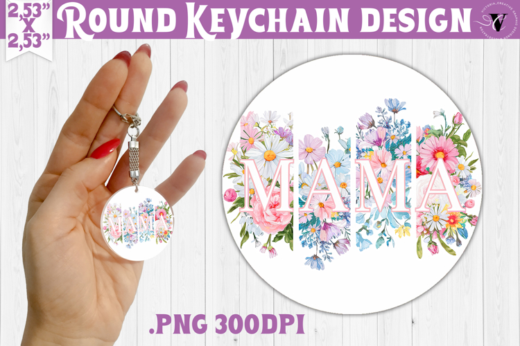 Round keychain | Mothers Day | Brush Stroke