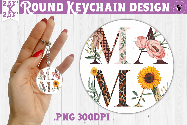 Round keychain | Mothers Day | Flowers, Bow