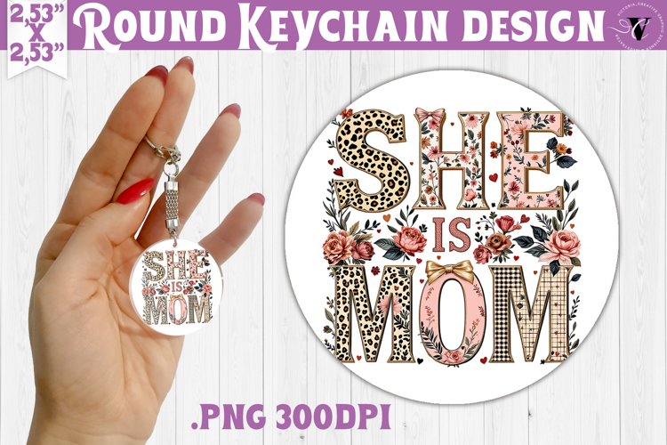 Round keychain | Mothers Day | Flowers, Bow
