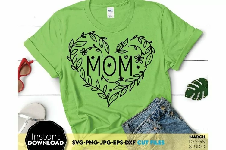 Mother Floral Heart - Mom Floral SVG - Mom Heart Shirt PNG