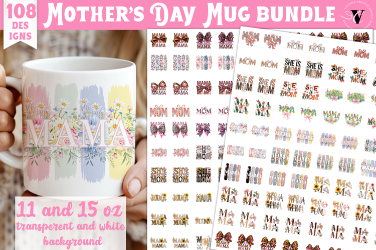 Mug wrap bundle | Mothers day mug | Flowers and Bow