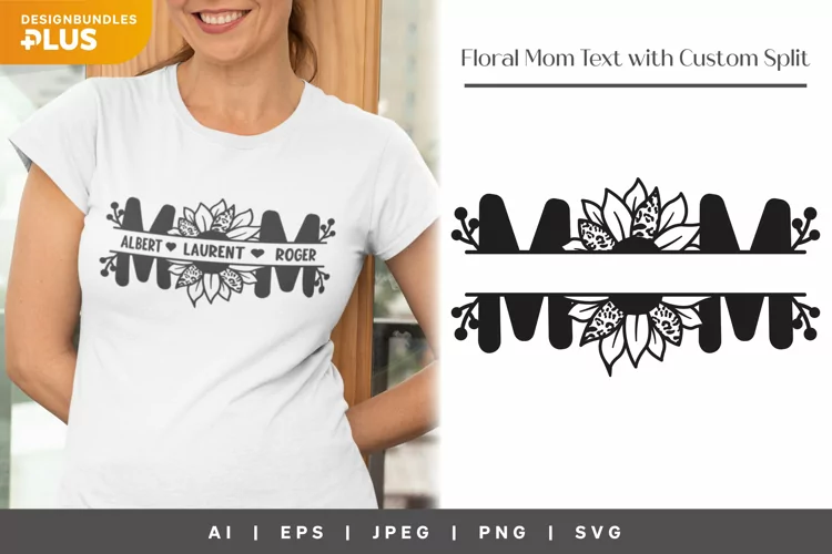 Sunflower Leopard Pattern Mom Text with Split Monogram