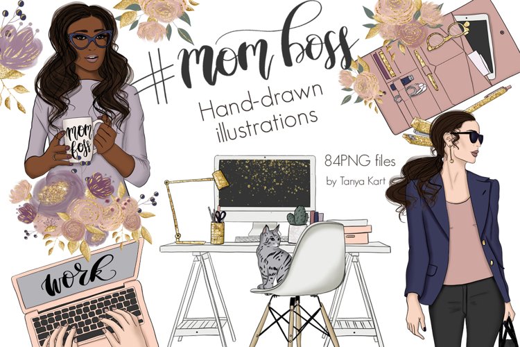 Mom Boss Clipart Planner Girl Illustrations Girl Woman Png