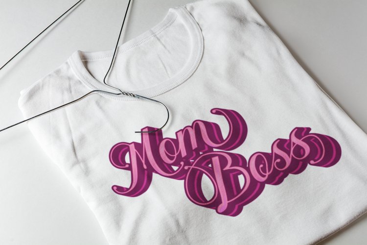 Pink 3D Mom Boss Sublimation Design example image 1